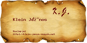 Klein János névjegykártya